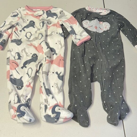 6m carters two pack footed fleece koala and seal pajamas - Picture 1 of 1